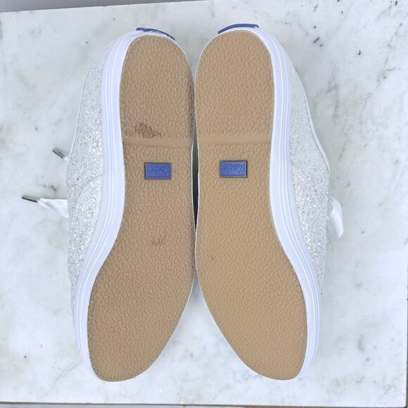 Keds X Kate Spade New York White Champion Glitter Sneakers, Size 7 Wide - Picture 3 of 5